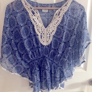 Women’s beautiful blue patterned blouse